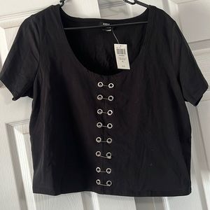 Corset style crop top.